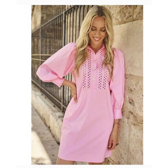 Esqualo Dresses & Skirts - Esqualo Poplin Puff Sleeve Dress Size 10